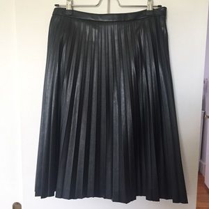 Faux Leather Pleated Midi Skirt